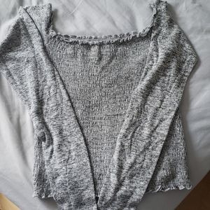 Grey Off-the-Shoulder Long Sleeve